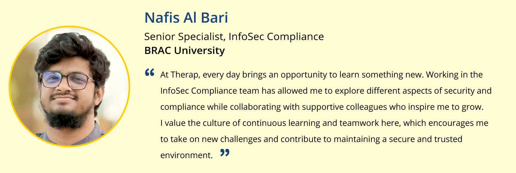 Quotations of InfoSec Compliance team, Nafis Al Bari