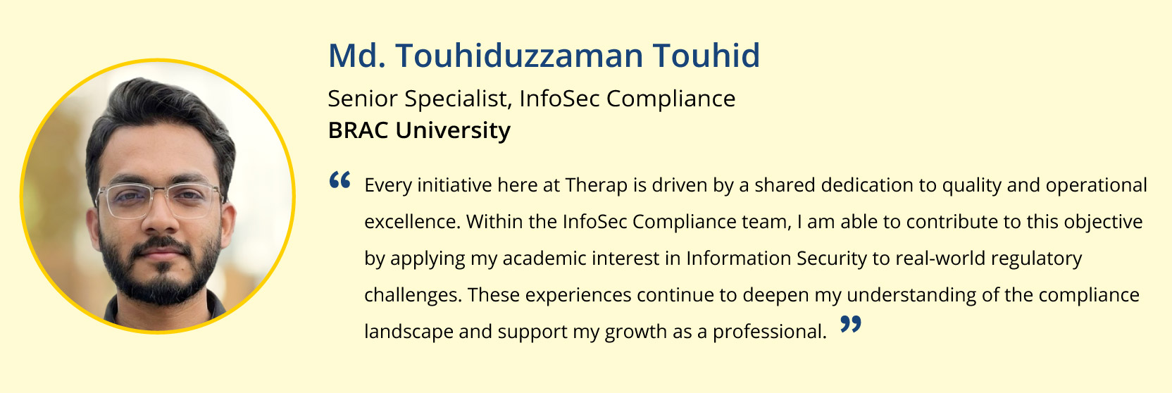 Quotations of InfoSec Compliance team, Md. Touhiduzzaman Touhid